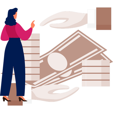 Woman is protecting her money  Illustration