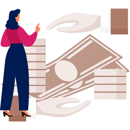 Woman is protecting her money  Illustration