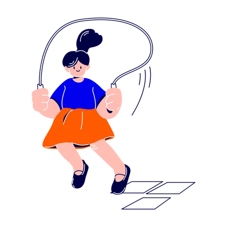 Woman is quickly jumping rope  Illustration