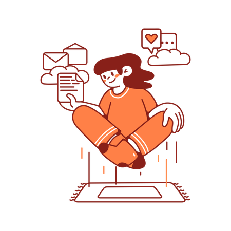 Woman is quietly sorting through her notices  Illustration