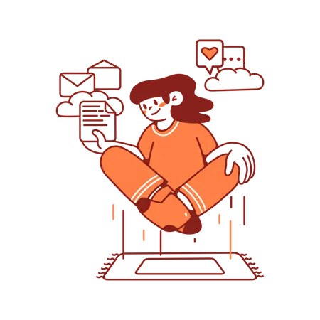 Woman is quietly sorting through her notices  Illustration