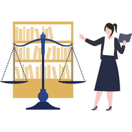 Woman is reading a law book  Illustration