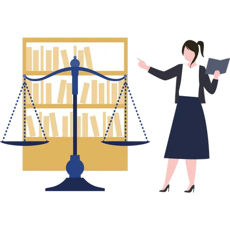 Woman is reading a law book  Illustration