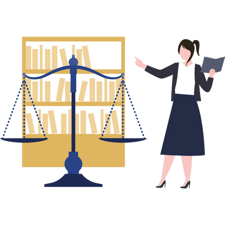 Woman is reading a law book Illustration