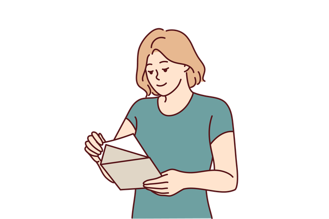 Woman is reading invitation card  Illustration