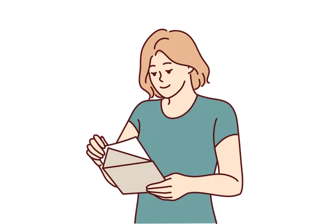 Woman is reading invitation card  Illustration