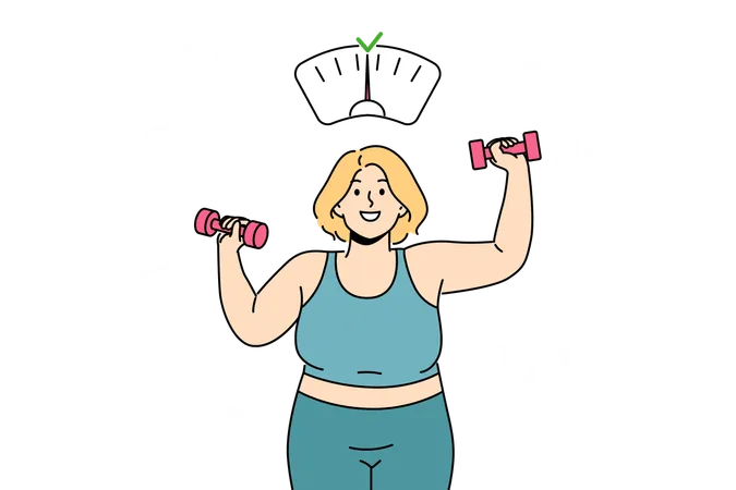 Woman is reducing her weight  Illustration