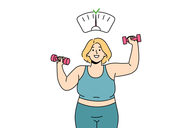 Woman is reducing her weight  Illustration