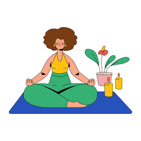 Woman Is Relaxed And Meditating  Illustration
