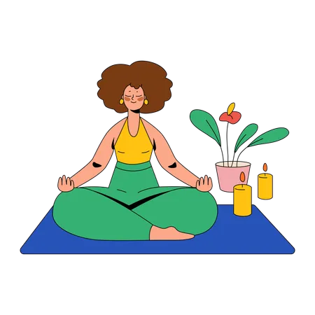 Woman Is Relaxed And Meditating  Illustration
