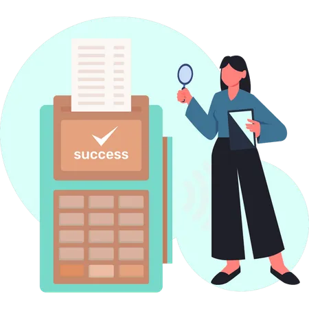 Woman is searching success payment bill  Illustration