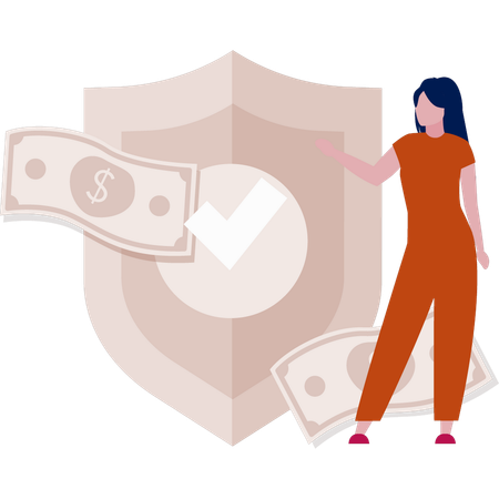 Woman is securing her finances  Illustration