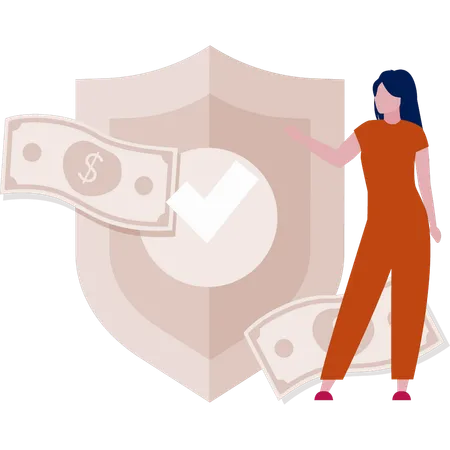 Woman is securing her finances  Illustration