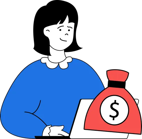 Woman is securing her money  Illustration