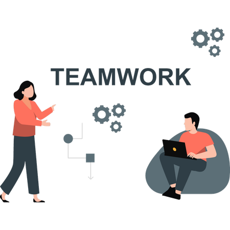 Woman is setting company teamwork  Illustration