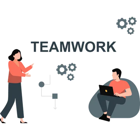 Woman is setting company teamwork  Illustration