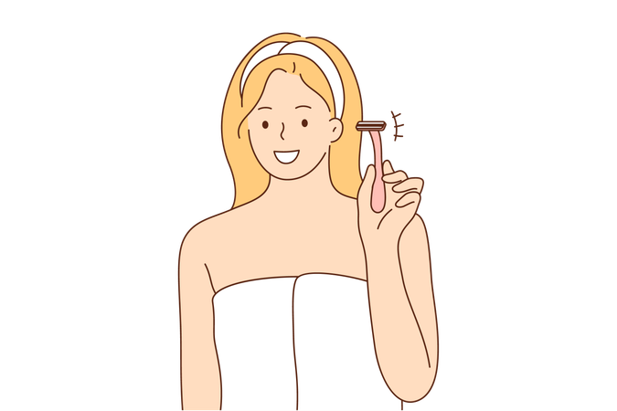 Woman is shaving her body hair  Illustration