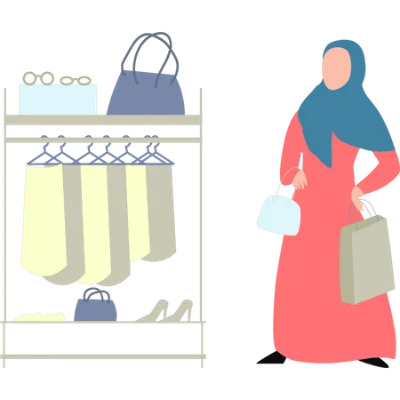 The Woman Is Shopping Illustration