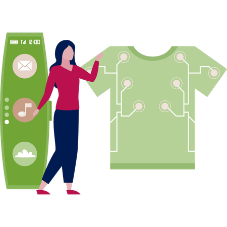 Woman is showing digital shirt  Illustration