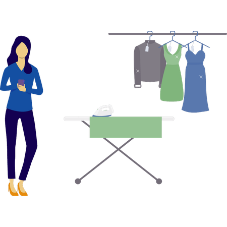 Woman is showing drying clothes  Illustration