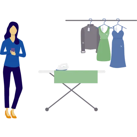 Woman is showing drying clothes  Illustration
