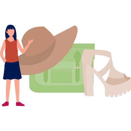 Woman is showing hat  Illustration