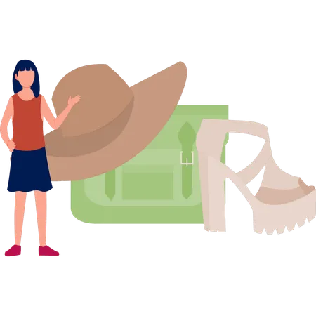 Woman is showing hat  Illustration