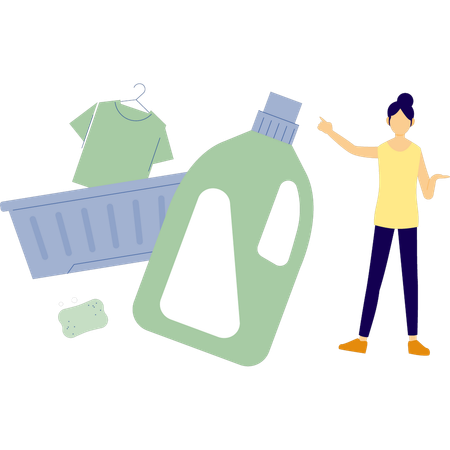 Woman is showing laundry fabric comfort  Illustration