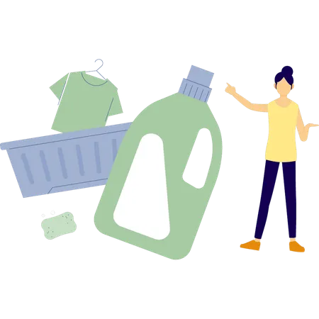 Woman is showing laundry fabric comfort  Illustration