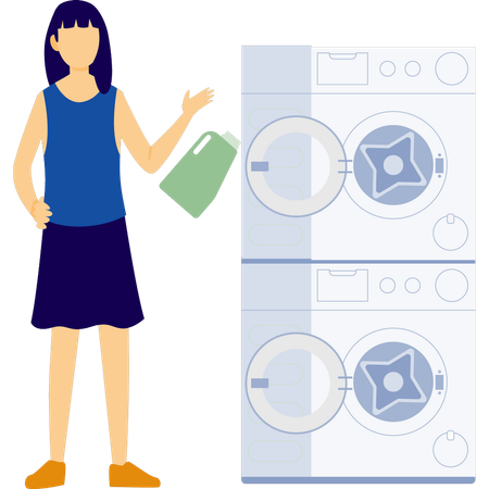 Woman is showing laundry service step  Illustration