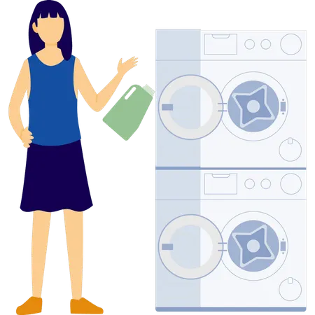 Woman is showing laundry service step  Illustration
