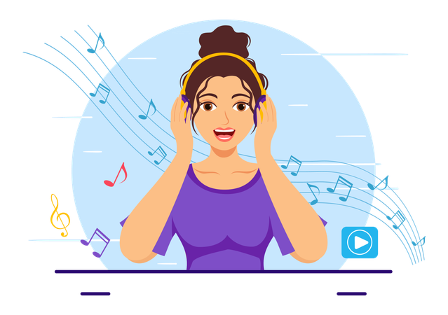 Woman is singing song  Illustration