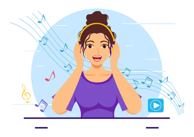 Woman is singing song  Illustration