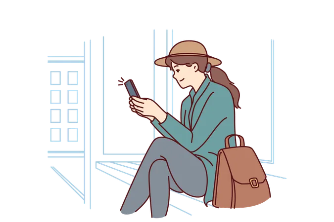 Woman is sitting idle  Illustration