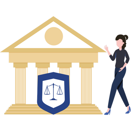 Woman is standing in court  Illustration