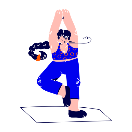 Woman is stretching on a mat  Illustration