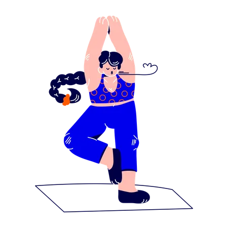 Woman is stretching on a mat  Illustration