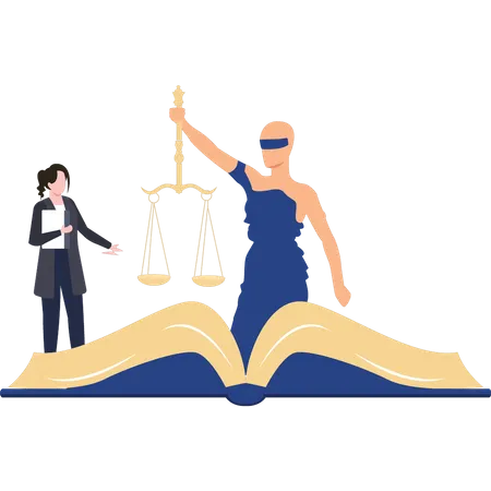 Woman is studying the rules of law  Illustration