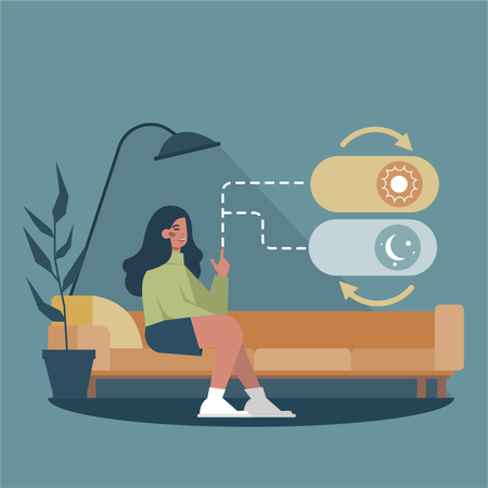 Woman is switching off her phone  Illustration