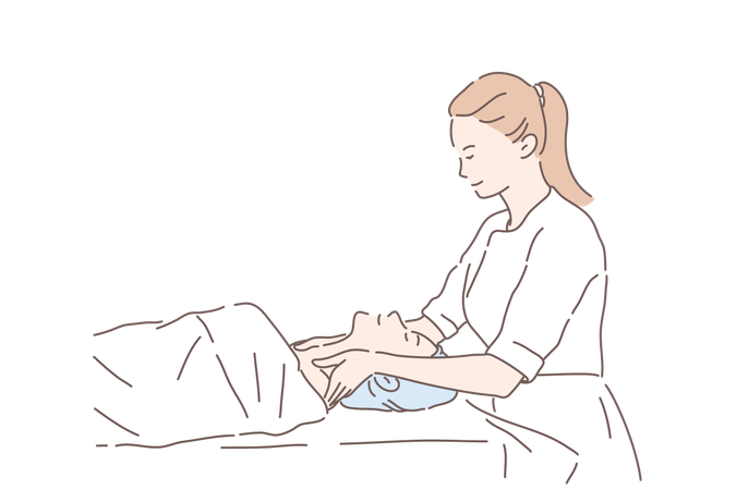 Woman is taking facial treatment  Illustration