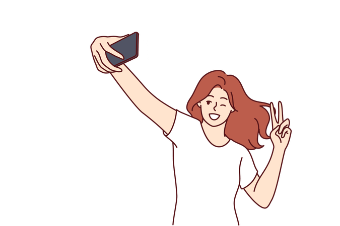 Woman is taking selfie  Illustration