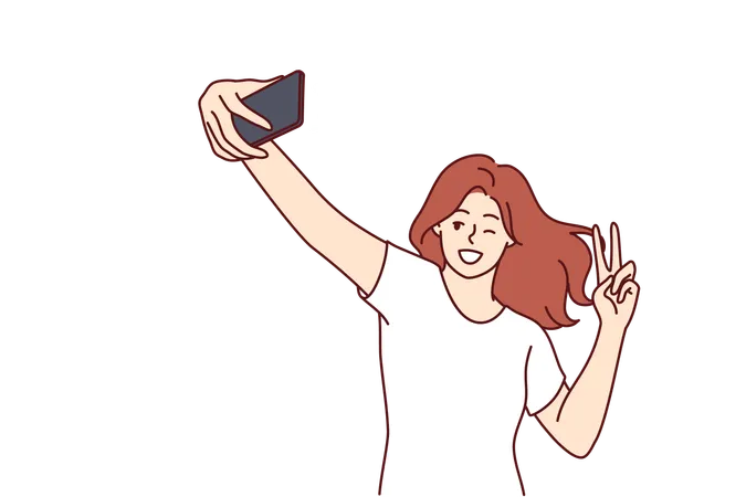 Woman is taking selfie  Illustration