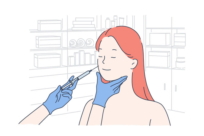 Woman is taking skin treatment  Illustration