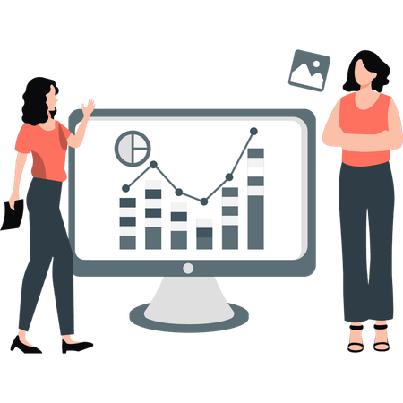 Woman is talking business rising graph  Illustration