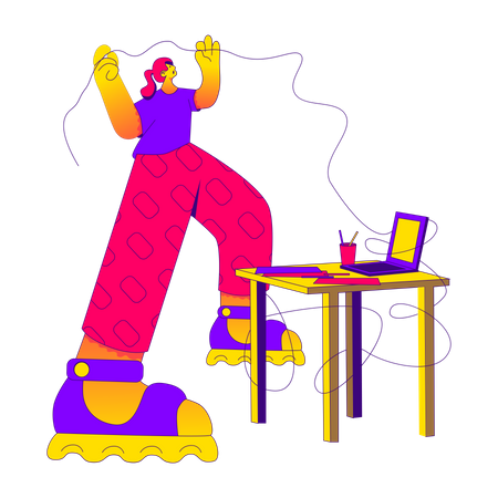 Woman is tangled up in work Illustration