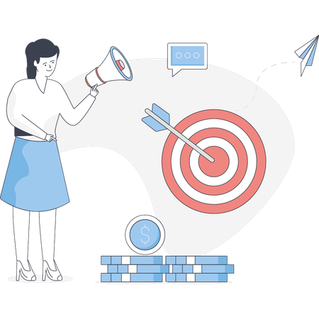 Woman is targeting market goal  Illustration