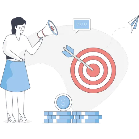 Woman is targeting market goal  Illustration