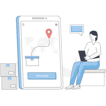 Woman is tracking delivery location  Illustration