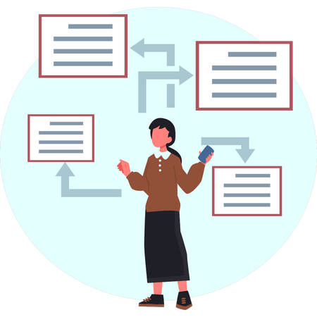 Woman is transfer documents  Illustration