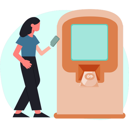 Woman is using ATM machine  Illustration